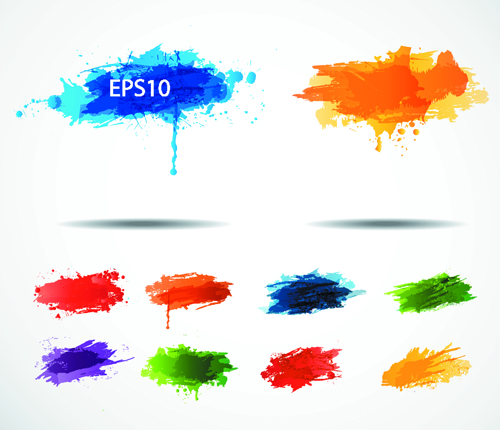 Colored paint splashes grunge vector background 04  