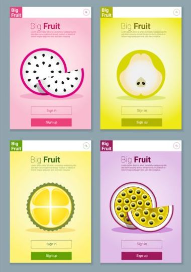 Bunte Frucht-App-Interface-Design-Vektor 2  