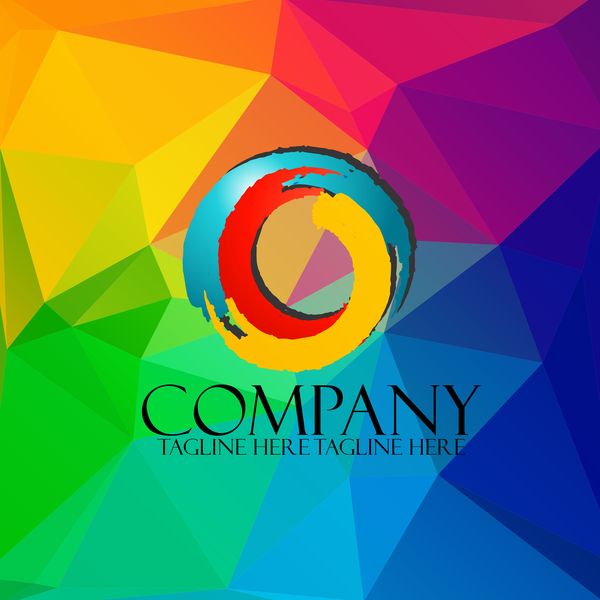 Company creative logos with colored polygon background vector 05  