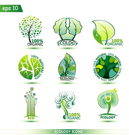 Creative ecology icons design graphic vector  