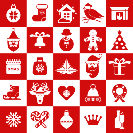 Creative red and white christmas icons  