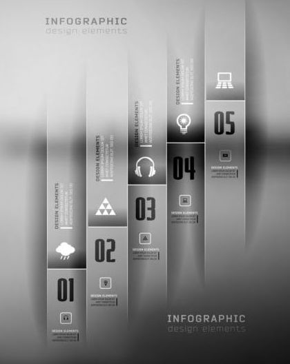 Opzioni stili scuri infographics Vector 06  