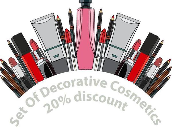 Decorative cosmetics discount poster design vector 05  