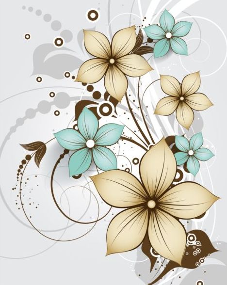 Fleur décorative boucles design vectoriel fond 05  