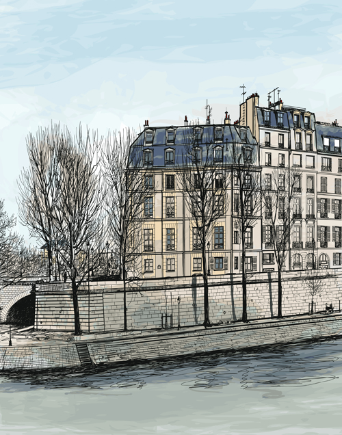 Drawn Saint Louis in Paris vector  