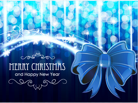 Dream blue christmas with new year shiny background art 04  