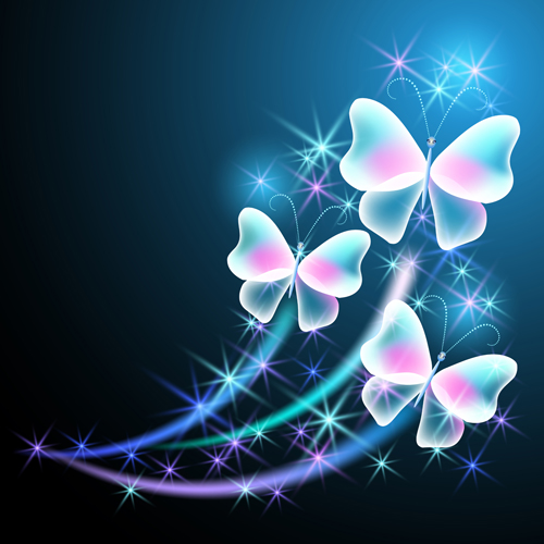 Dream butterfly with shiny background vector 04  