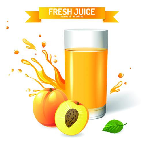 Fresh Juice with ribbon design graphic vector 04  