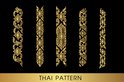 Golden thai ornaments art vector material 19  