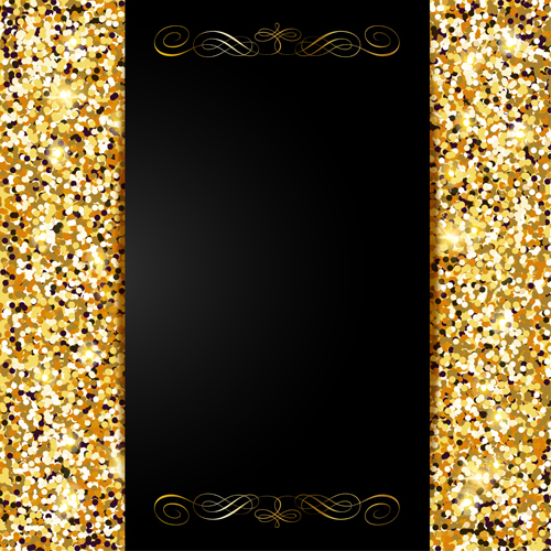 Golden with black VIP invitation card background vector 02  