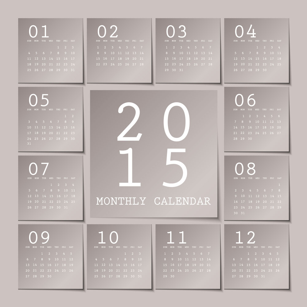 Gray calendar 2015 notes style vector  