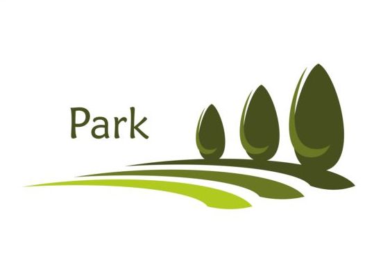 Зеленый парк логотип векторов установить 11  