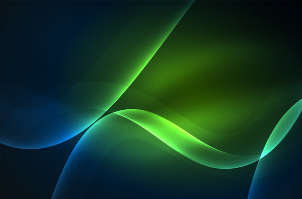 Vert avec vecteur de fond lumineux ondulé bleu  