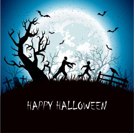 Halloween background with night vector material  