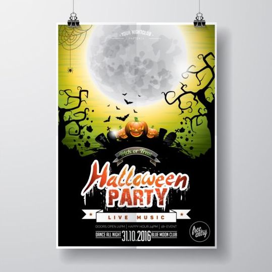 Halloween muziek Party Flyer Design vectoren 07  