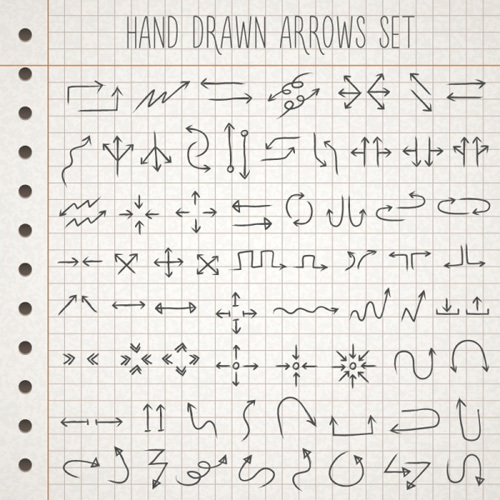 Hand drawn arrows design vector set  