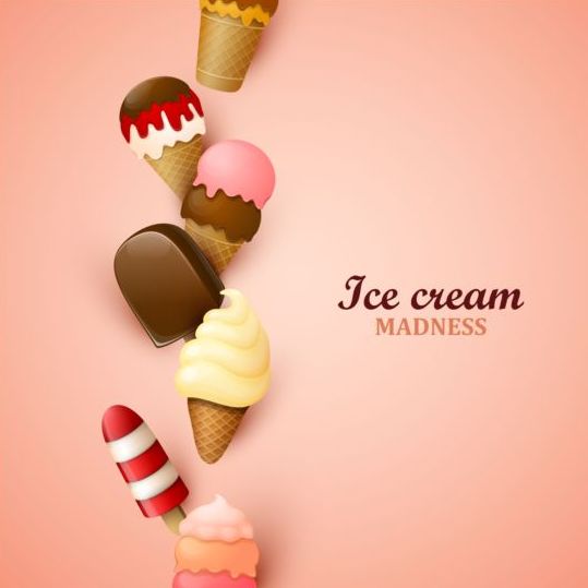 ピンクの背景ベクトルを持つアイスクリーム02  