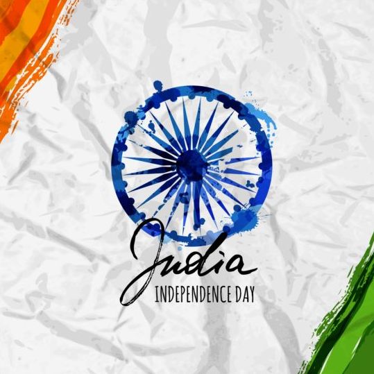 インド独立記念日水彩画背景ベクトル02  