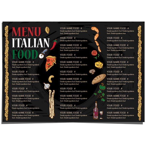Italienisches Lebensmittelmenü-Schablonenvektordesign 05  