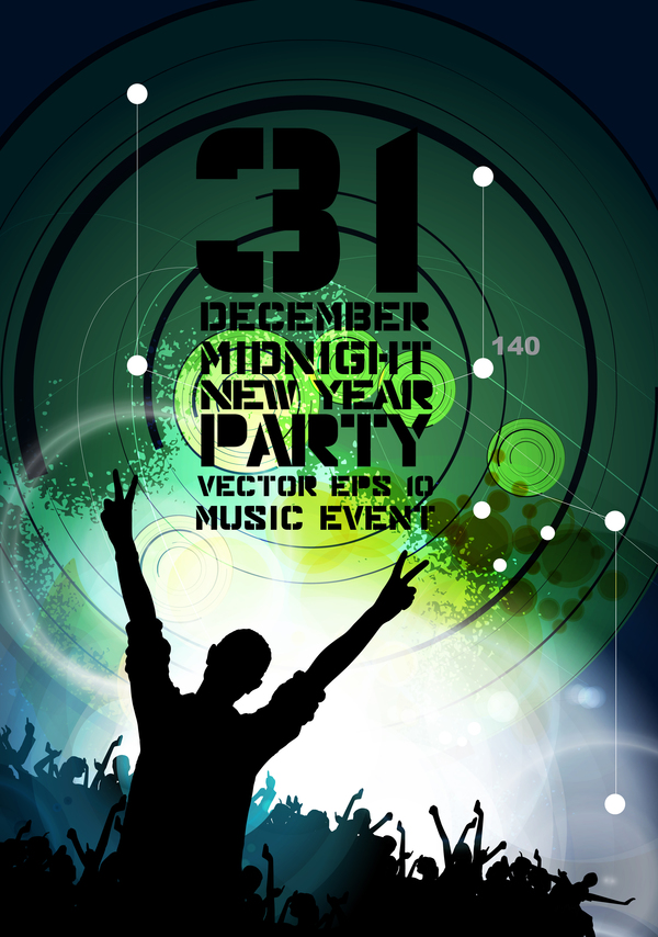 Midnight new year party flayer vectors template 10  