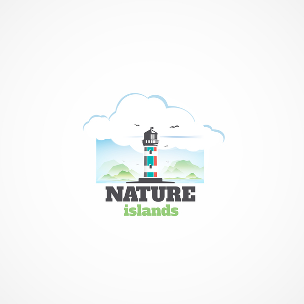 自然島ロゴ デザイン ベクトル  