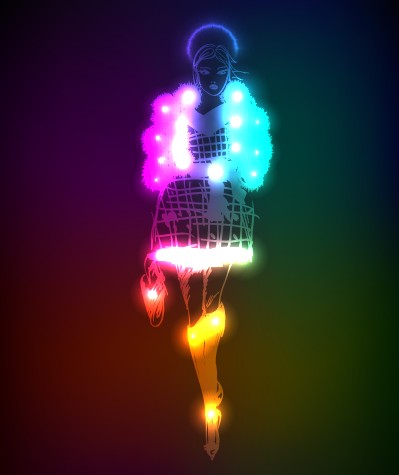 Neon light Girl design vector graphic 02  
