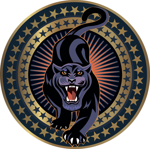 Panther labels vector 01  