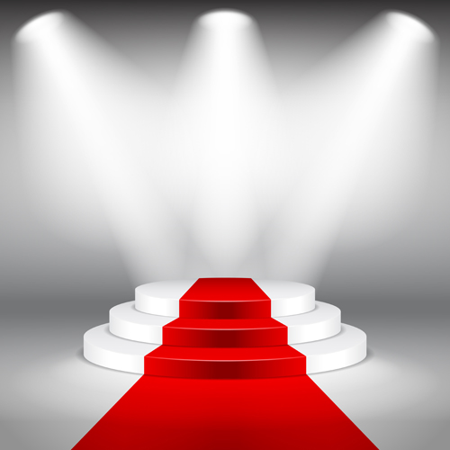 Podium with red carpet and spotlight vectors 08  