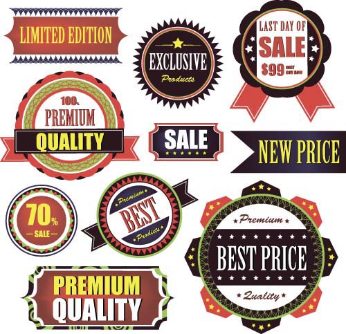 Premium quality with sale labels and badge vector 03  