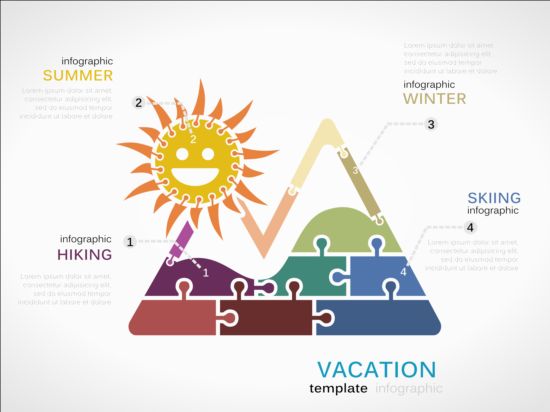 Puzzle with infographic template vectors 14  