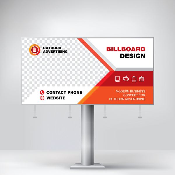 Red outdoor advertising billboard template vector 04  