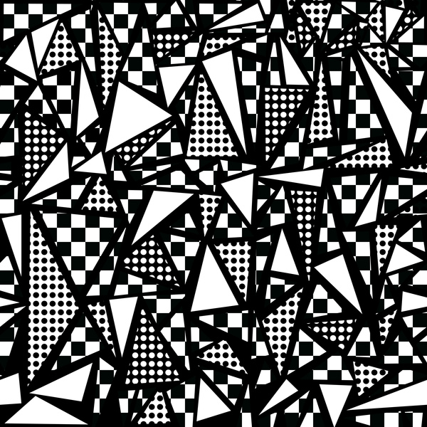 レトロなシームレス パターン黒ベクトル 02 白  