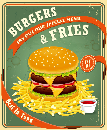 Retro vintage fast food poster design vector 03  