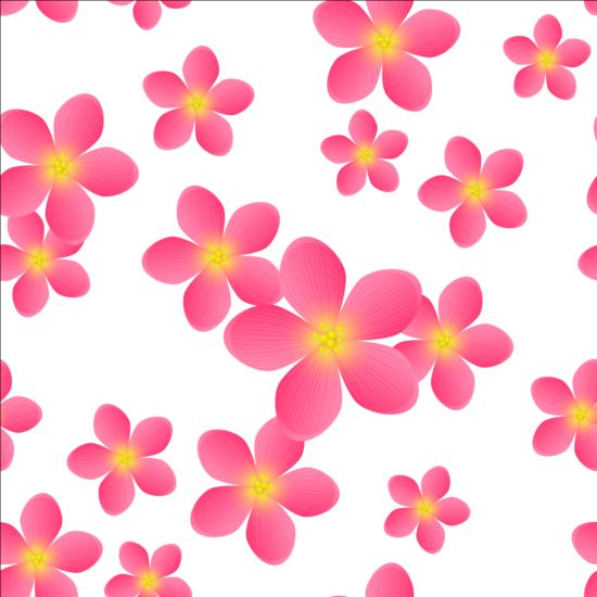 Seamless pattern with pink flowers vector  