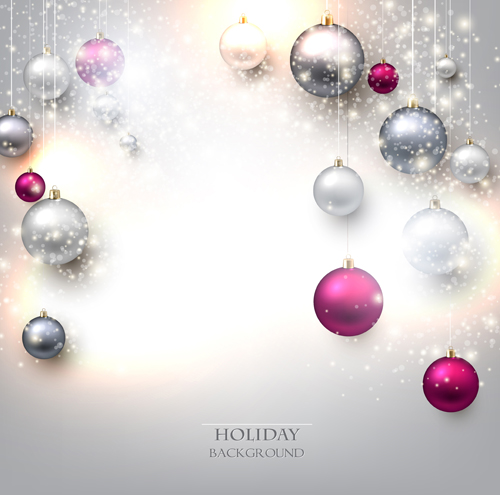 Shiny holiday baubles vector background 03  