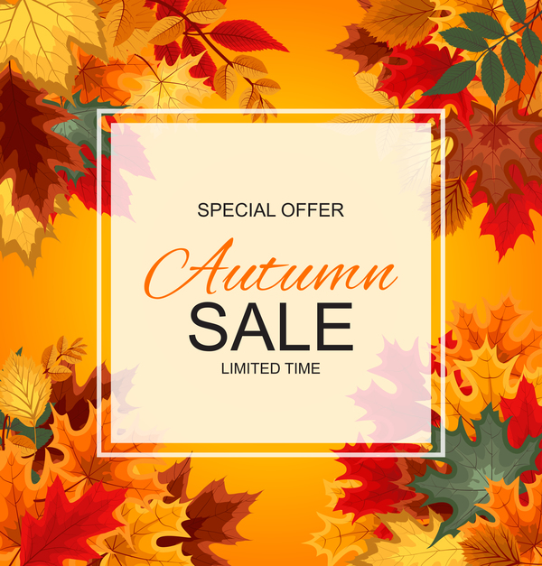 Special offer autumn sale template vector set 08  