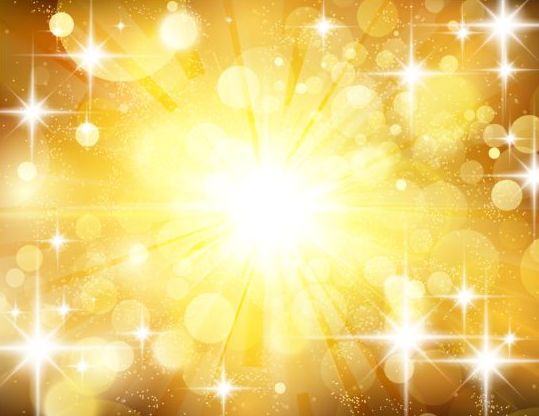Star licht met Halation gouden achtergrond vector  