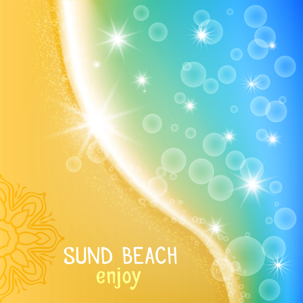 Sun-Strand mit Seehintergrundvektor 03  