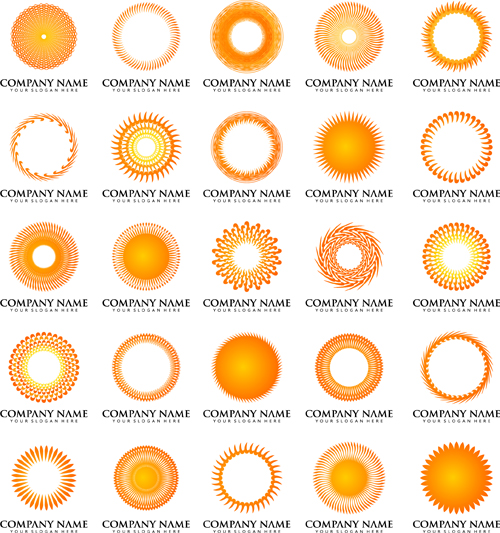 Sun with company logos vector design  