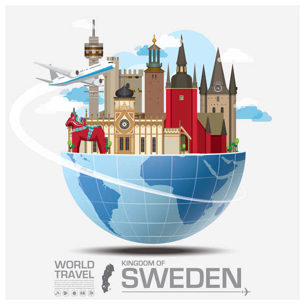 Zweden Travel vector template  