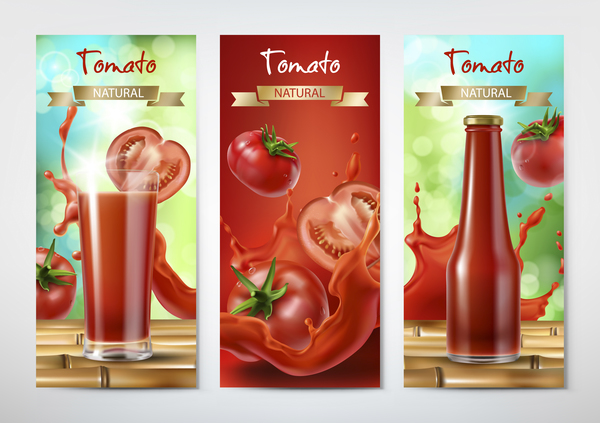 Tomato natural drink banner vector  