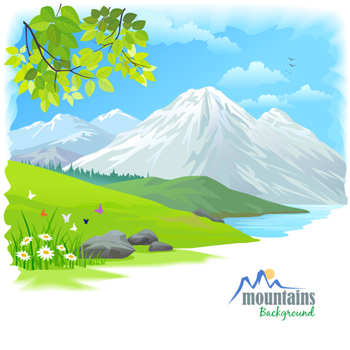 Tree and natural scenery vector background 01  