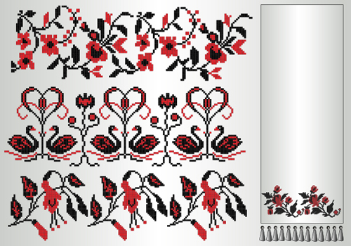 Ukrainian styles embroidery pattern vectors 10  