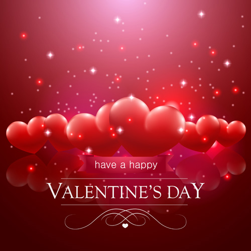Valentine day red heart backgrounds art vector 03  