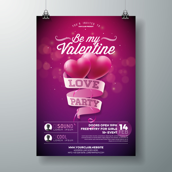 Valentine flyer et dépliant de brochure modèle vectoriels ensemble 01  