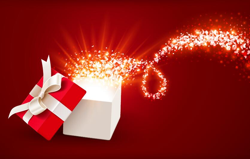 Valentine gift box with red background vectors 03  
