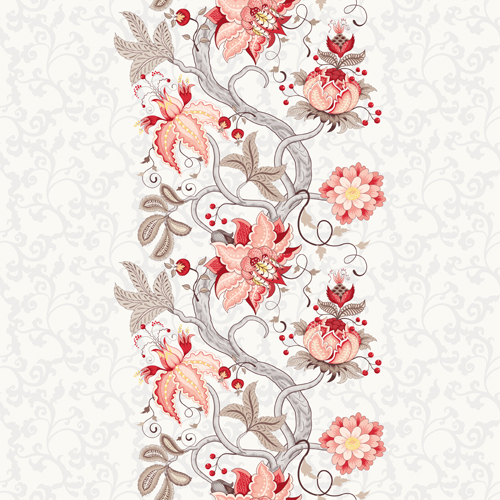 Vine flower with floral background vector 03  