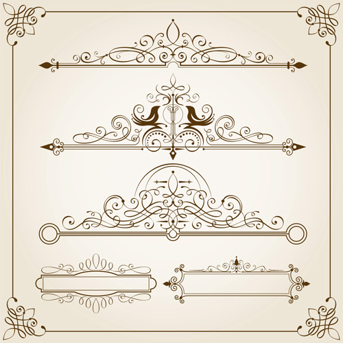 Vintage calligraphic frames with border vector 02  