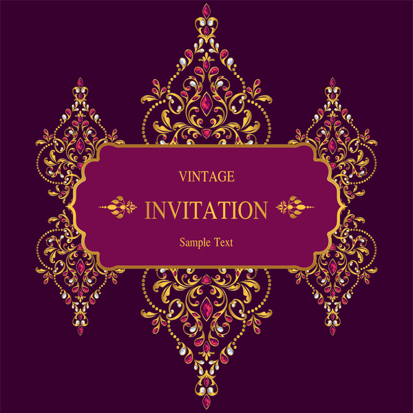 Vintage invitation card template luxury vector 12  