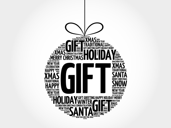 Word cloud christmas ball with gift vector  